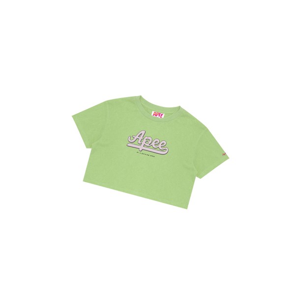 Autumn Green Women's A BATHING APE Graphic Cropped Tee Short Sleeve T Shirts | OKE048961