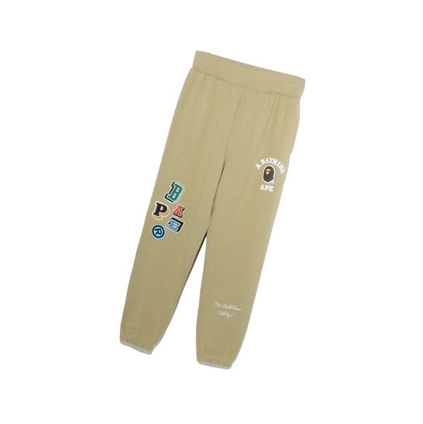 Beige Men's A BATHING APE Multi Fonts Long Pants | VFJ273490