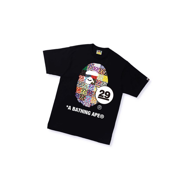 Black Men's A BATHING APE A Bathing Ape 29th Anniversary Ape Head Tee Short Sleeve T Shirts | MIP710456