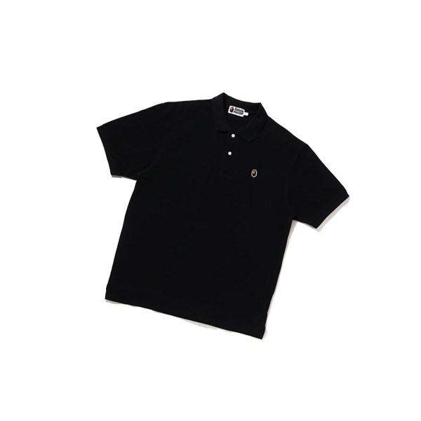 Black Men's A BATHING APE Ape Head One Point Relaxed Fit Short Sleeve Polo | XAE372410