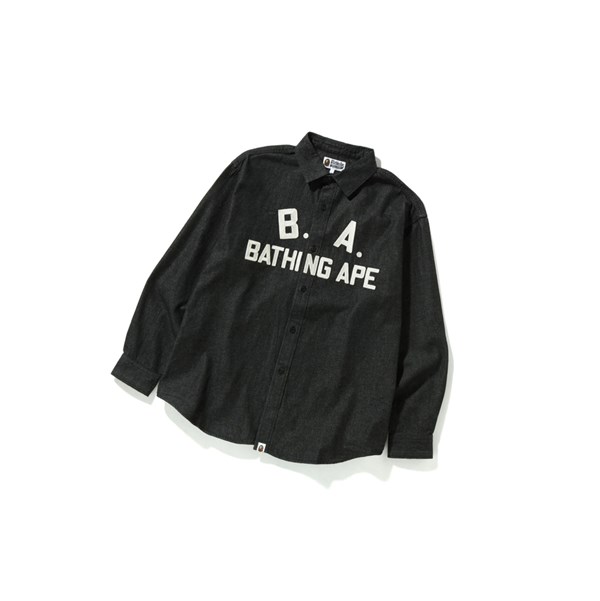 Black Men's A BATHING APE B.A Loose Fit Denim Long Sleeve Shirts | MZE289146