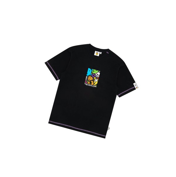 Black Men's A BATHING APE Baby Milo Box Logo Print Tee Short Sleeve T Shirts | OJE389074