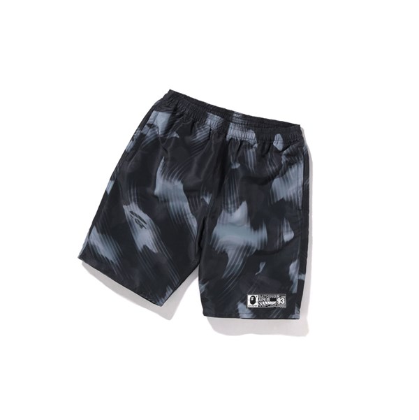 Black Men's A BATHING APE Stroke Camo Beach Shorts | HIV326819