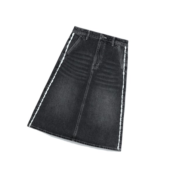 Black Women's A BATHING APE High-waisted Denim Knee Length Skirts | BKI652743