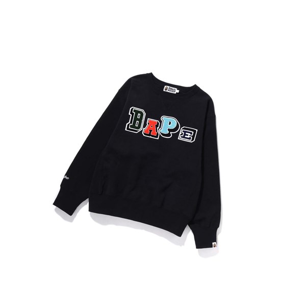 Black Women's A BATHING APE Multi Fonts Wide Crewneck Sweatshirts | CGW526784