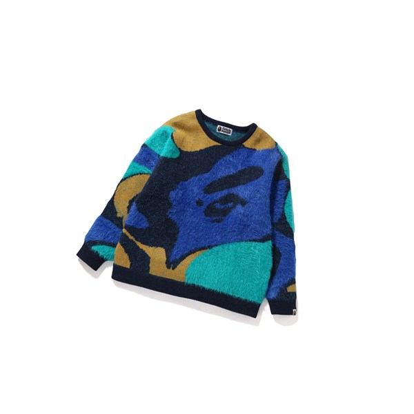 Caise Women's A BATHING APE Marble Camo Oversized Knit Sweatshirts | INA240786