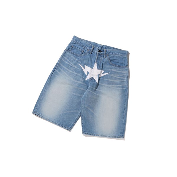 Denim Men's A BATHING APE Twin Sta Denim Shorts | ZIL942857