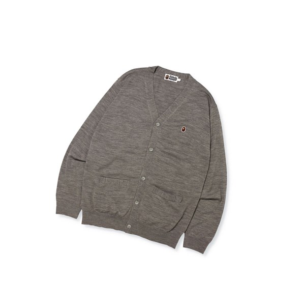 Grey Men's A BATHING APE Ape Head Knit Cardigan Cardigan Cardigan | IQL519307