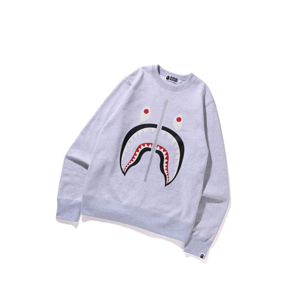 Grey Men's A BATHING APE Shark Crewneck Sweatshirts | BVE527810