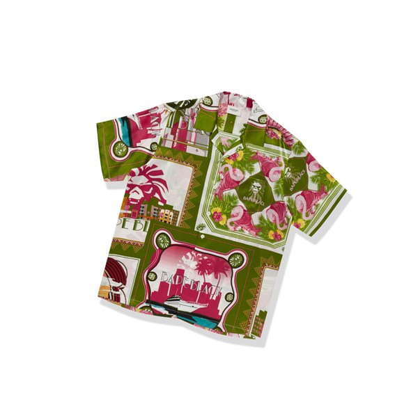 Light Green Men's A BATHING APE Floral Print Ape Head Short Sleeve Shirts | WSX981375