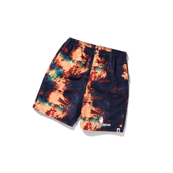 Navy Blue Men's A BATHING APE Tie-dye Beach Shorts | XWN765190