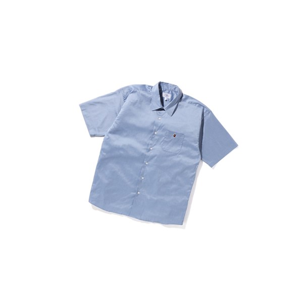 Sky Blue Men's A BATHING APE One Point Wide Fit S/S Short Sleeve Shirts | UXG061538