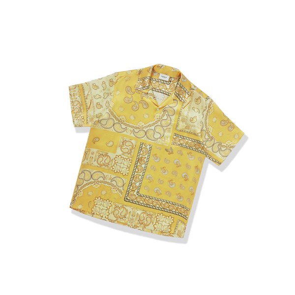 Yellow Men's A BATHING APE Paisley Print Short Sleeve Shirts | YZD502148