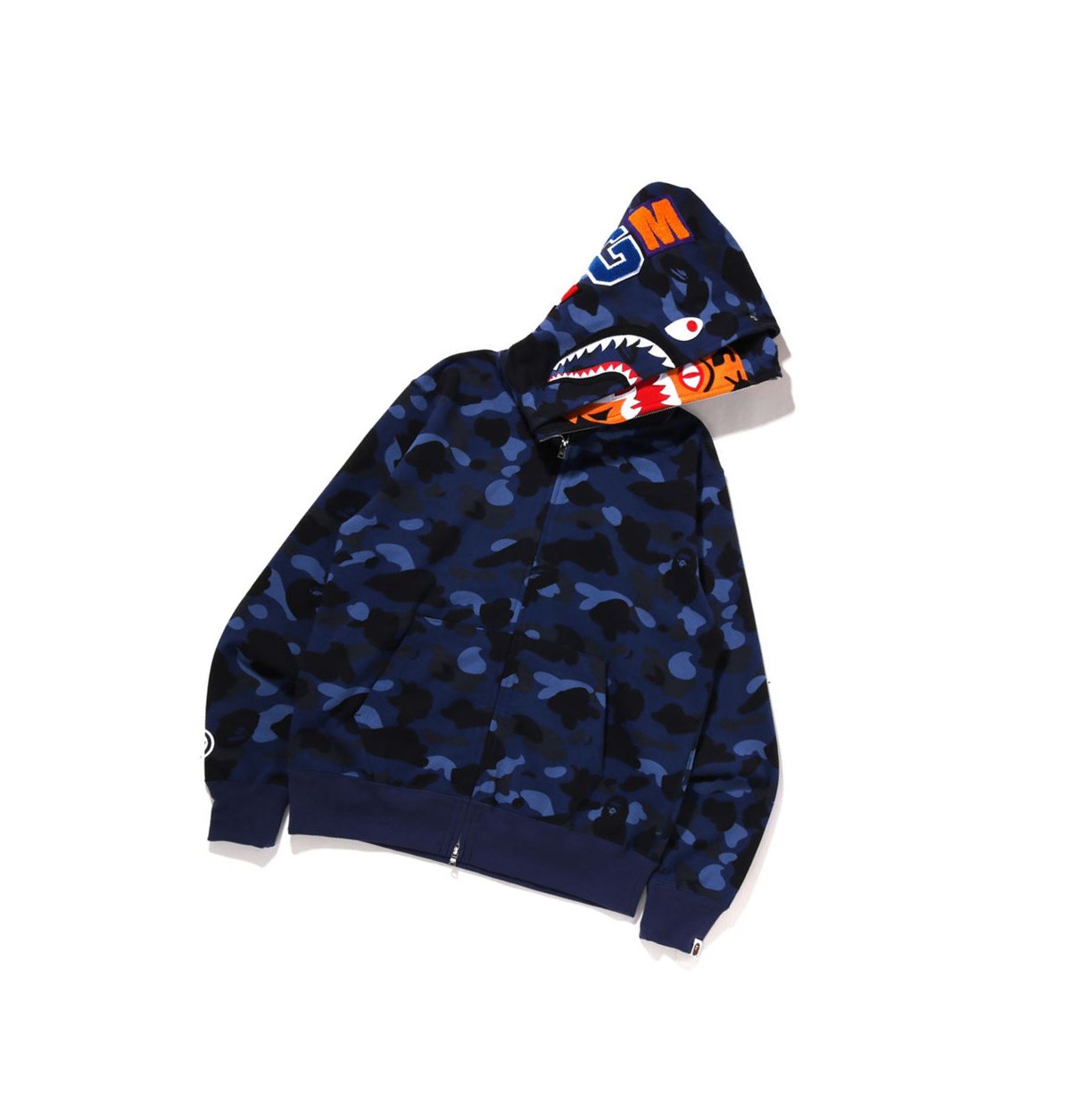 The Best Mens A BATHING APE Hoodie To Buy Blue Color Camo Tiger Shark Wide Full Zip Double Zip Throughs